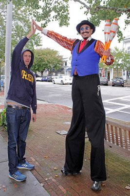 A high five on Main Street.