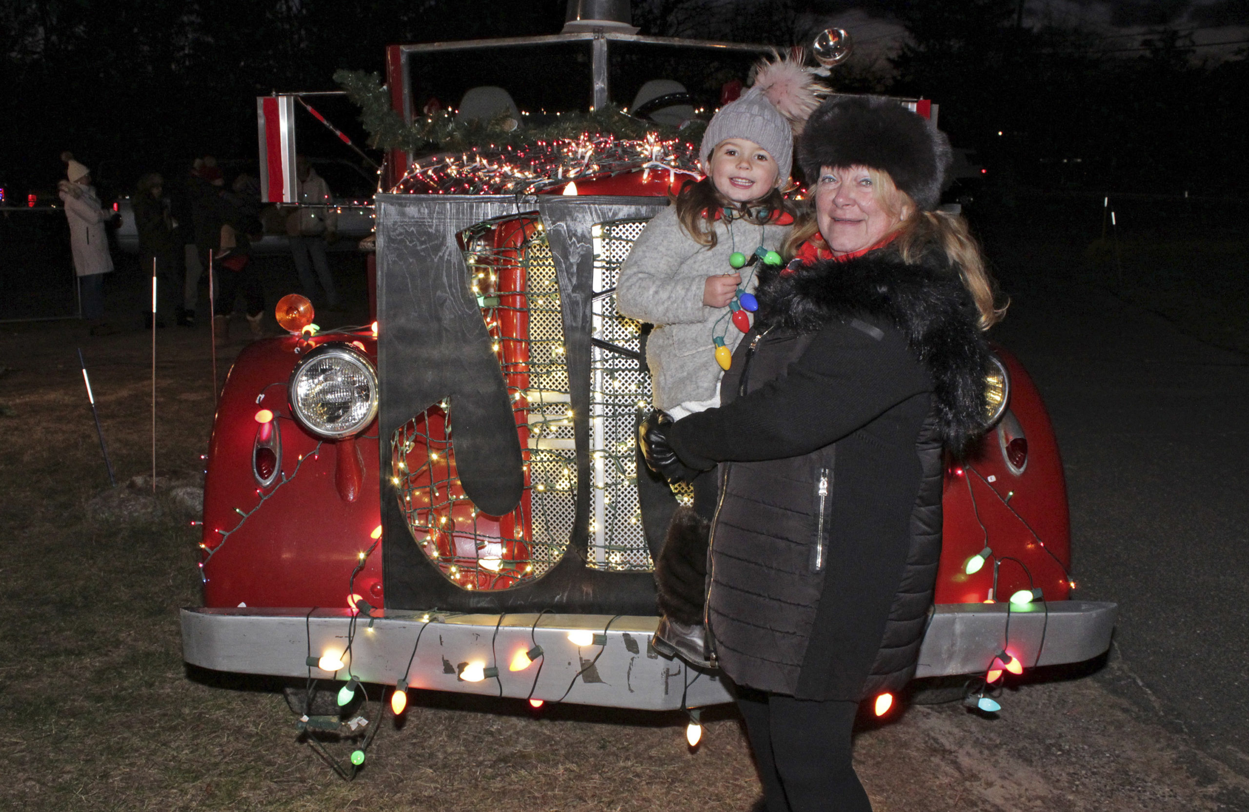 Eliza Strong and Carol Lee Griffin at the tree lighting.