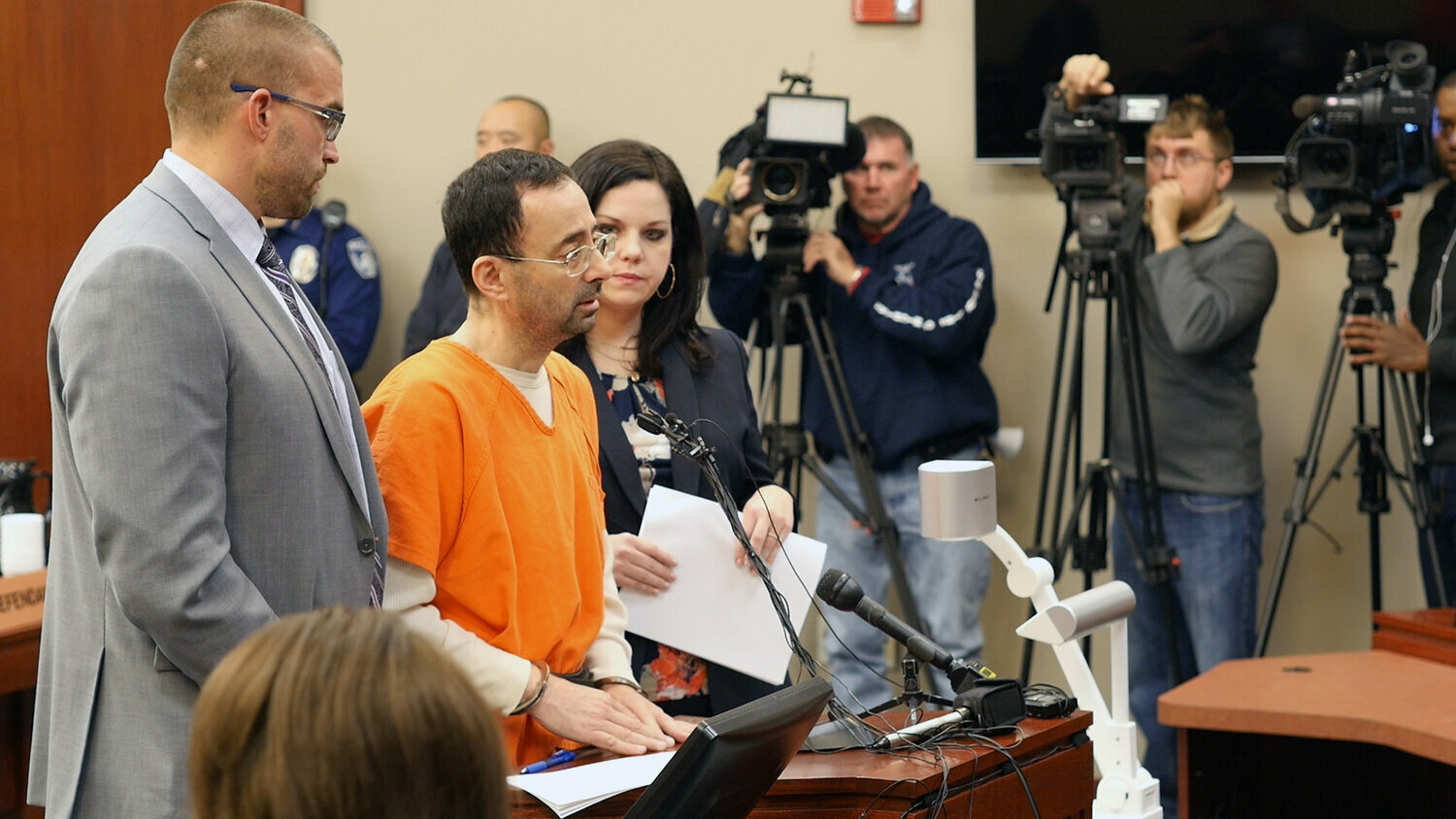 Dr. Larry Nassar in the courtroom in a scene from the documentary “At The Heart of Gold: Inside the USA Gymnastics Scandal.”