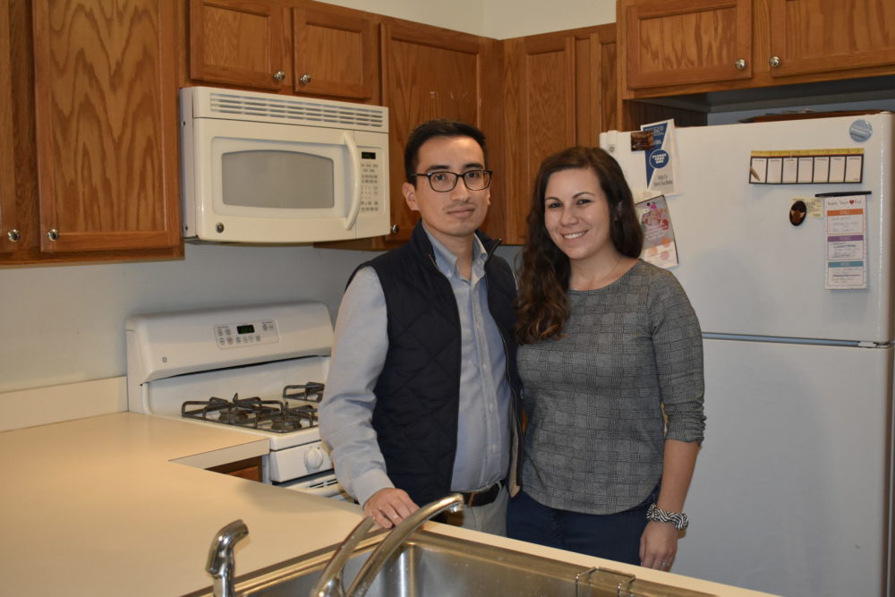 Daniel Gomez and Jessica Gomez in their new kitchen.