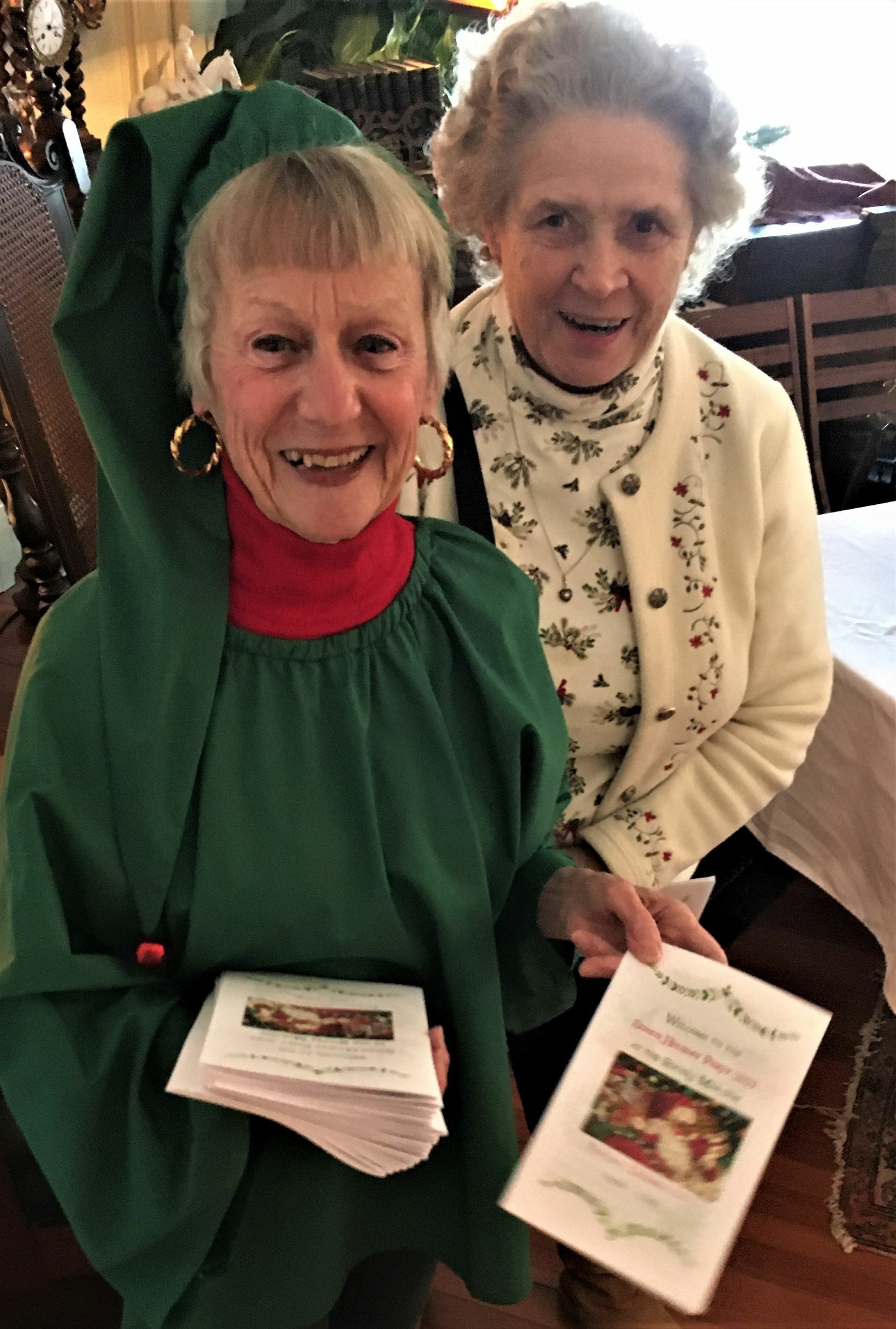 Southampton Village hosted a Senior Holiday Party at the Southampton History Museum's Rogers Mansion on December 12. Barbara Albecht and Betty Arnister were there spreading Christmas cheer. 