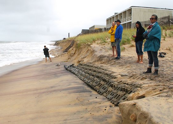 A storm caused by Hurricane Hermine damaged a portion of the Montauk shoreline project. KYRIL BROMLEY PHOTOS KYRIL BROMLEY