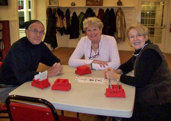  Matt Rewinski; Sandi and Terry Sullivan at the new home of the Water Mill Bridge Club.
