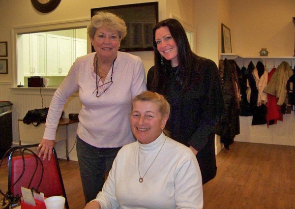 Sue Birdsall; Geoff O'Connor; Toni Somerstein at the new home of the Water Mill Bridge Club.
