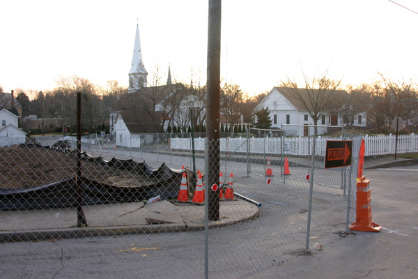 The intersection of Church Street and Sage Street where the townhouse structures will be built.
