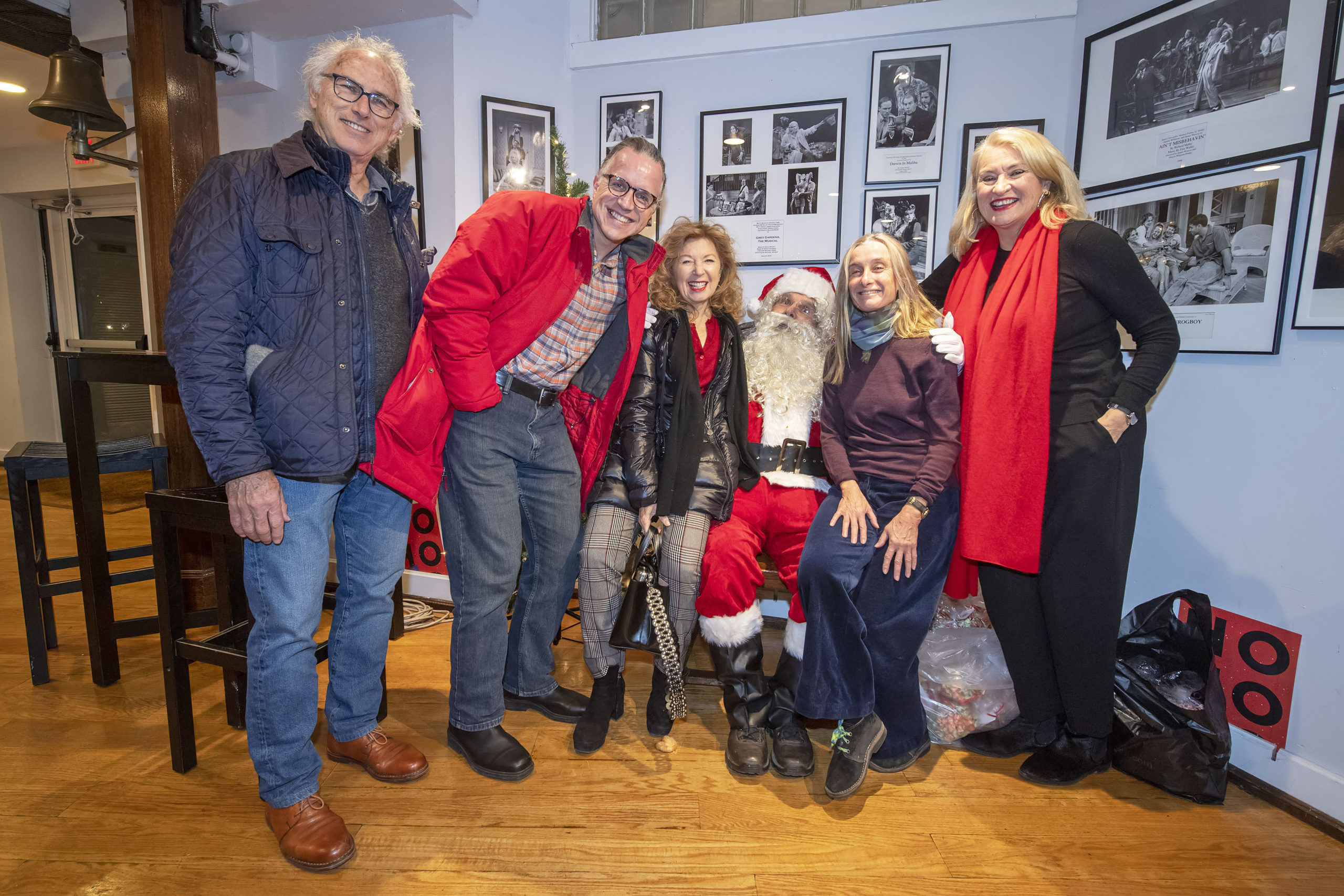 A screening of the film Cinema Paradiso along with a visit from Santa Claus and post-film talkback with Bill Collage was held at the Bay Street Theater on Monday. The event was hosted by the Sag Harbor Cinema Arts Center in honor of the third anniversary of the Sag Harbor Cinema fire.  With Santa are Cinema Board Members Eric Fischl, Nick Gazzolo, April Gornik,  Founding Artistic Director Giulia D'Agnolo Vallan and Executive Director Gillian Gordon.  MICHAEL HELLER