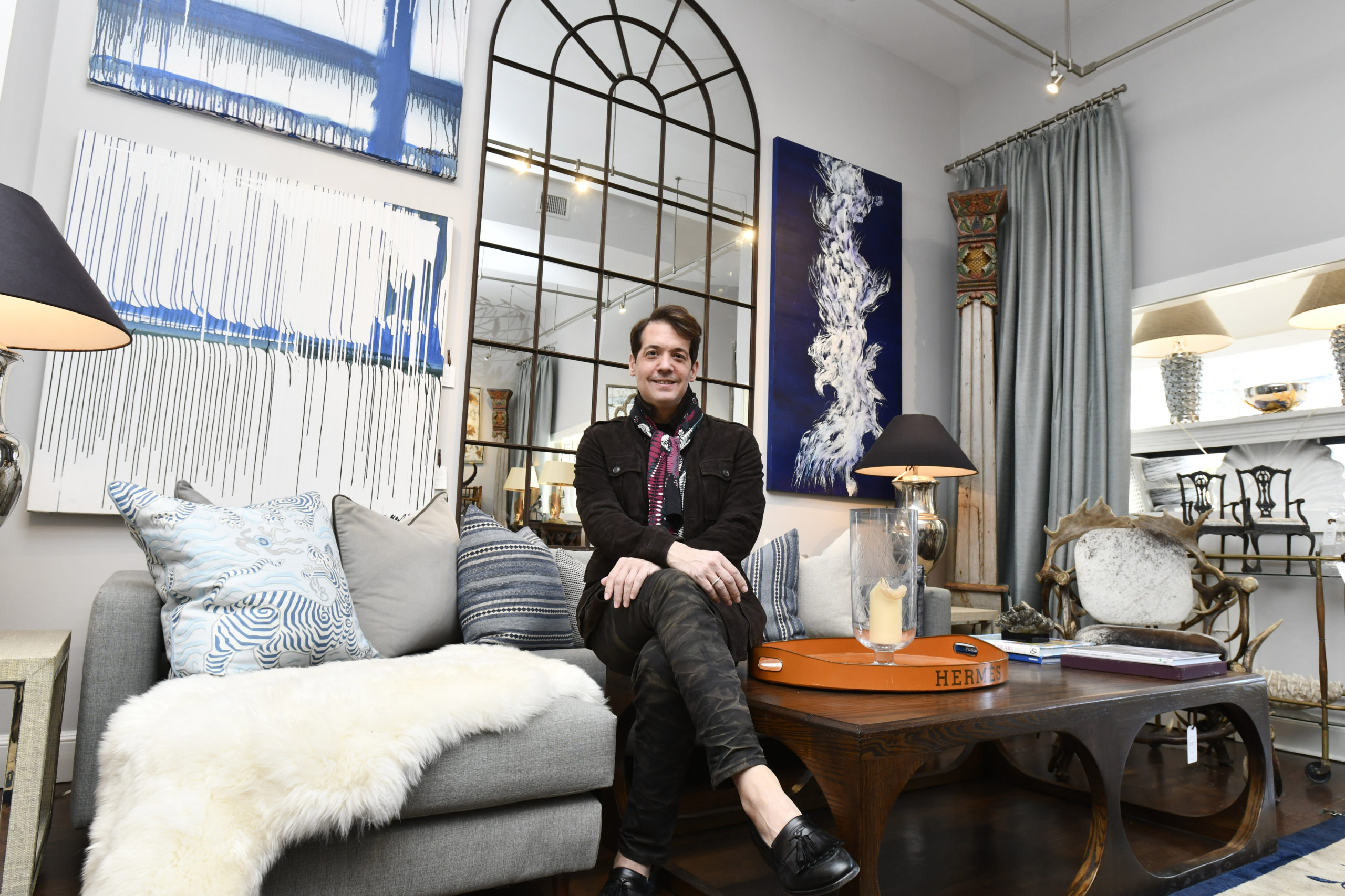 March 7 -- Old Town Crossing proprietor Sean Bruns at the interior design firm’s new location on Hampton Road in Southampton Village. When Old Town W Crossing, a preeminent Southampton interior design firm, opened in 1978, it enjoyed one of the perks of a bygone Hamptons era: exceptional foot traffic. Perched, at the time, on Main Street, and visible to all manner of passersby, the showroom attracted a steady influx of customers, cementing the business as a Southampton stalwart. But, five years ago, when general manager and designer Sean Bruns took over as proprietor of the business, Old Town Crossing relocated to its warehouse on Mariner Drive.