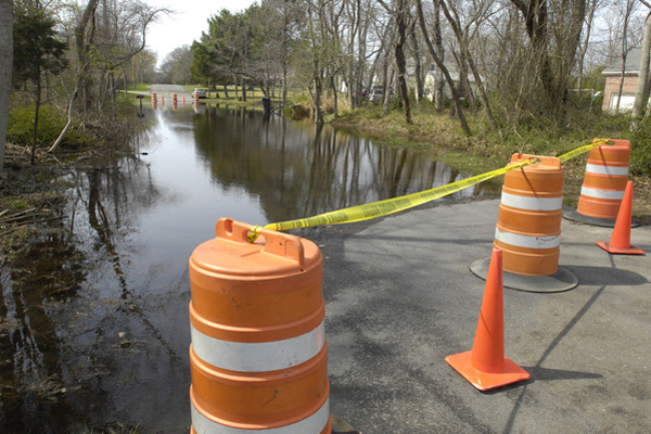 Sunset Road in North Haven is still flooded.