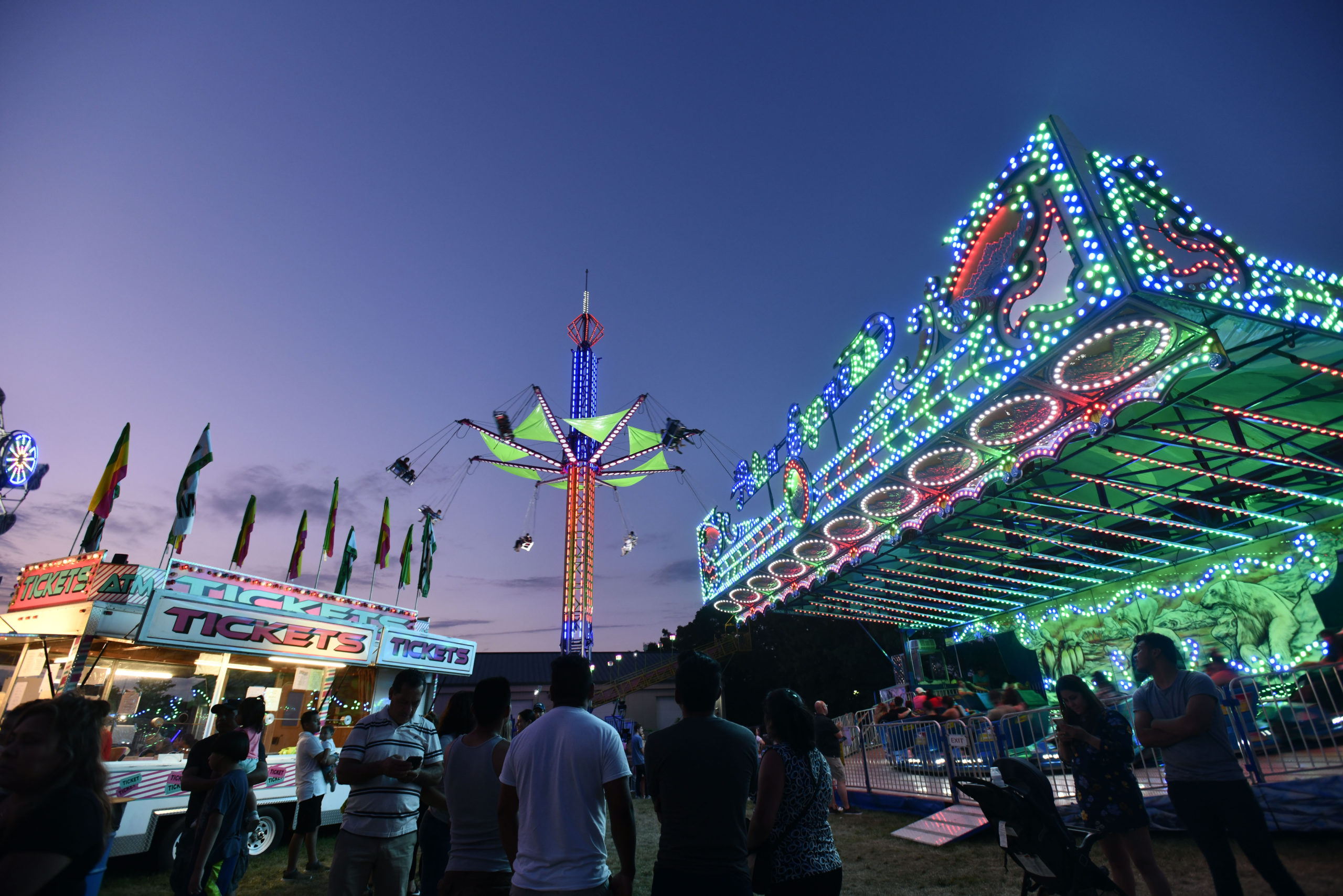 Light Up The Sky 
August 8 --The Hampton Bays Fire Department’s annual carnival wrapped up as dusk descended.