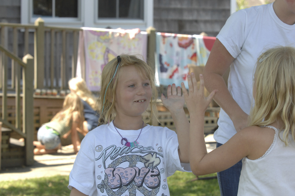 Learning ro period dance at the Bridgehampton Historical Society's Colonial Camp on thrusday at the Presbyterian Chuch of Bridgehampton.