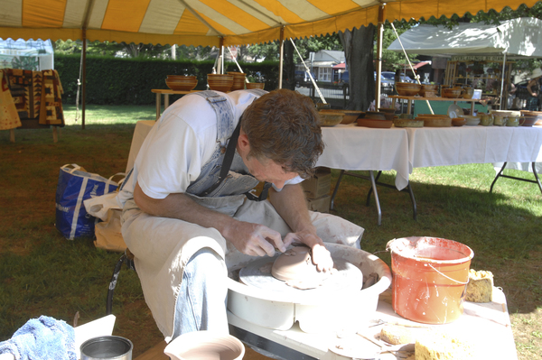 Potter Steve Jones at the Bridgehampton Historical Society and Amaryllis Farm's 