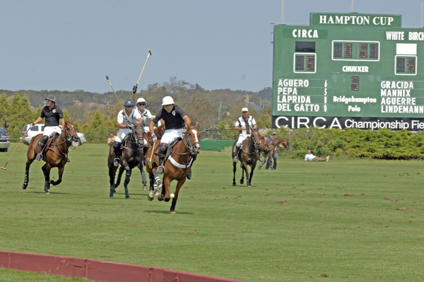 Competitors try to track down a loose ball. 