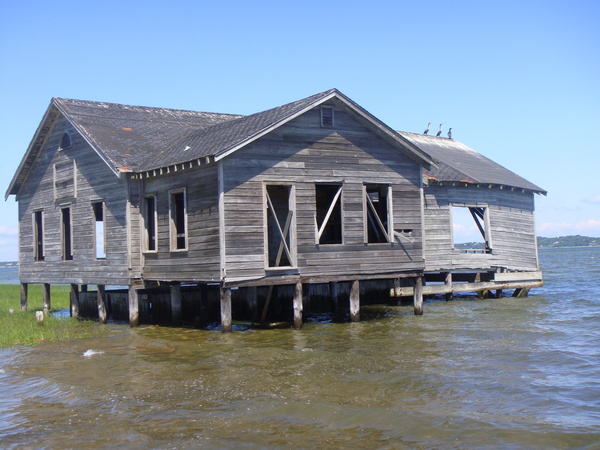 The boathouse along Meadow Lane in Southampton Village in better days.  DANA SHAW