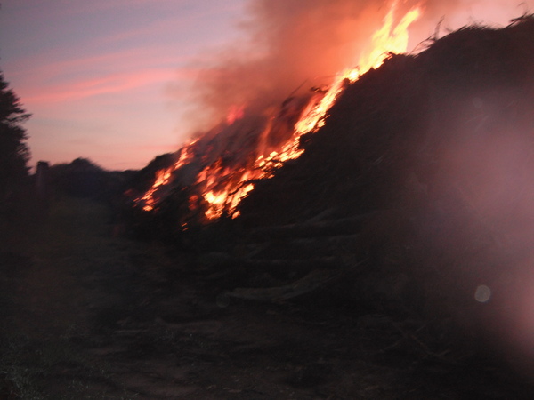 Numerous fire departments responded to a brush fire at Speonk Earth Recycling on Saturday morning.  COURTESY EASTPORT FIRE DEPARTMENT