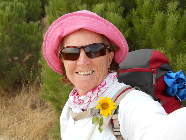 Sun protection and a sparsely packed knapsack are critical for pilgrims today. COURTESY MARGARET DUNN
