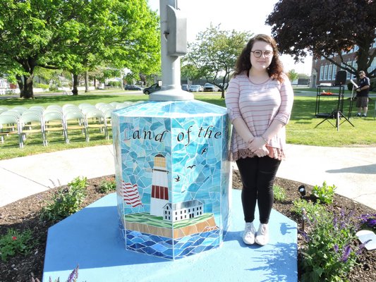  a ceremony was held at the Westhampton Beach Middle School to rededicate the school’s September 11th Memorial at its flagpole. ELSIE BOSKAMP