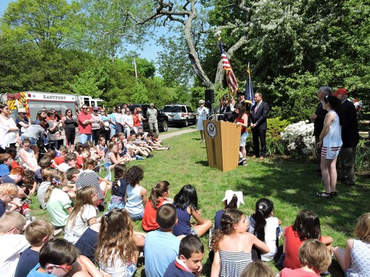 Students at Remsenburg-Speonk Elementary School participated in a Memorial Day parade at 10 a.m. on Friday