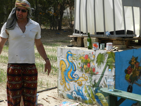 Bruce Lieberman in his son's garden in Senegal