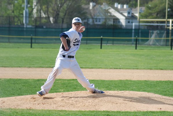 ESM senior Stephen Arntsen started on the mound but only lasted three and a third innings in Tuesday's loss. DREW BUDD