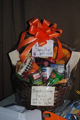 A Thanksgiving gift basket that will be auctioned off at David Kohler's fundraiser on Friday. AMANDA BERNOCCO