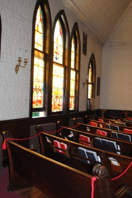 The Hampton Bays Methodist Church hopes to renovate the interior of the church after fixing the steeple. AMANDA BERNOCCO