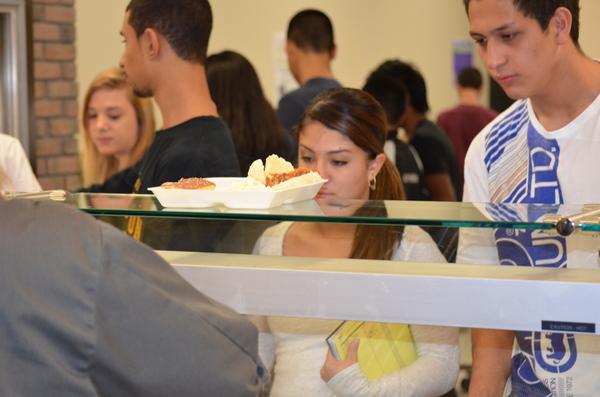 Students during lunch at the Hampton Bays High School where Guest chefs prepared food.