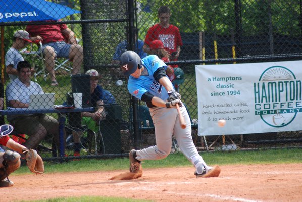 Whaler Griffin Dey (Yale) lines a pitch to second base. DREW BUDD