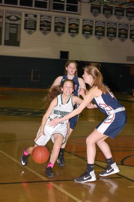 Westhampton Beach's Julia Magro breaks through Miller Place's defense. ALEX FERRAIUOLO