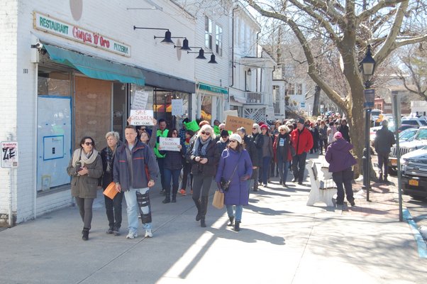 East End residents participate in the March For Our Lives event in Sag Harbor. JON WINKLER