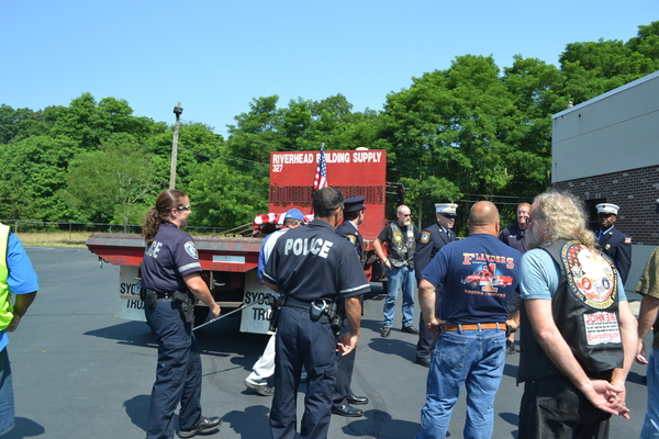 The Flanders Fire Department received an artifact from the World Trade Center on Tuesday morning.