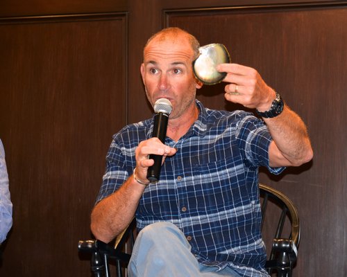 The next in the East Hampton Library's Tom Twomey Series, this one about oysters, took place on Saturday evening. Following the lecture, attendees were invited to an oyster and beer sampling.  John 