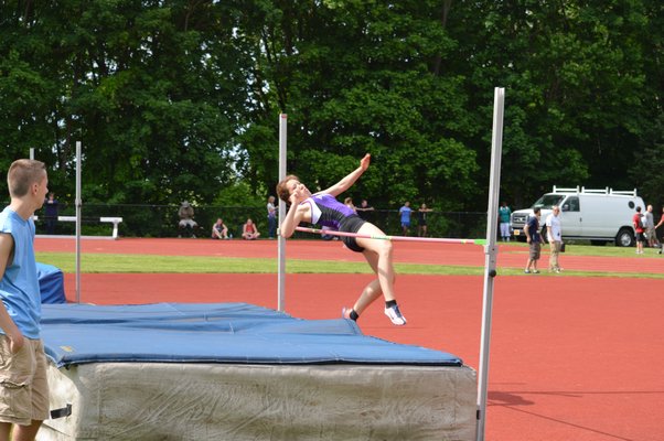 Hannah Reed of Hampton Bays performs in the high jump of the pentathlon. Morley Quatroche III