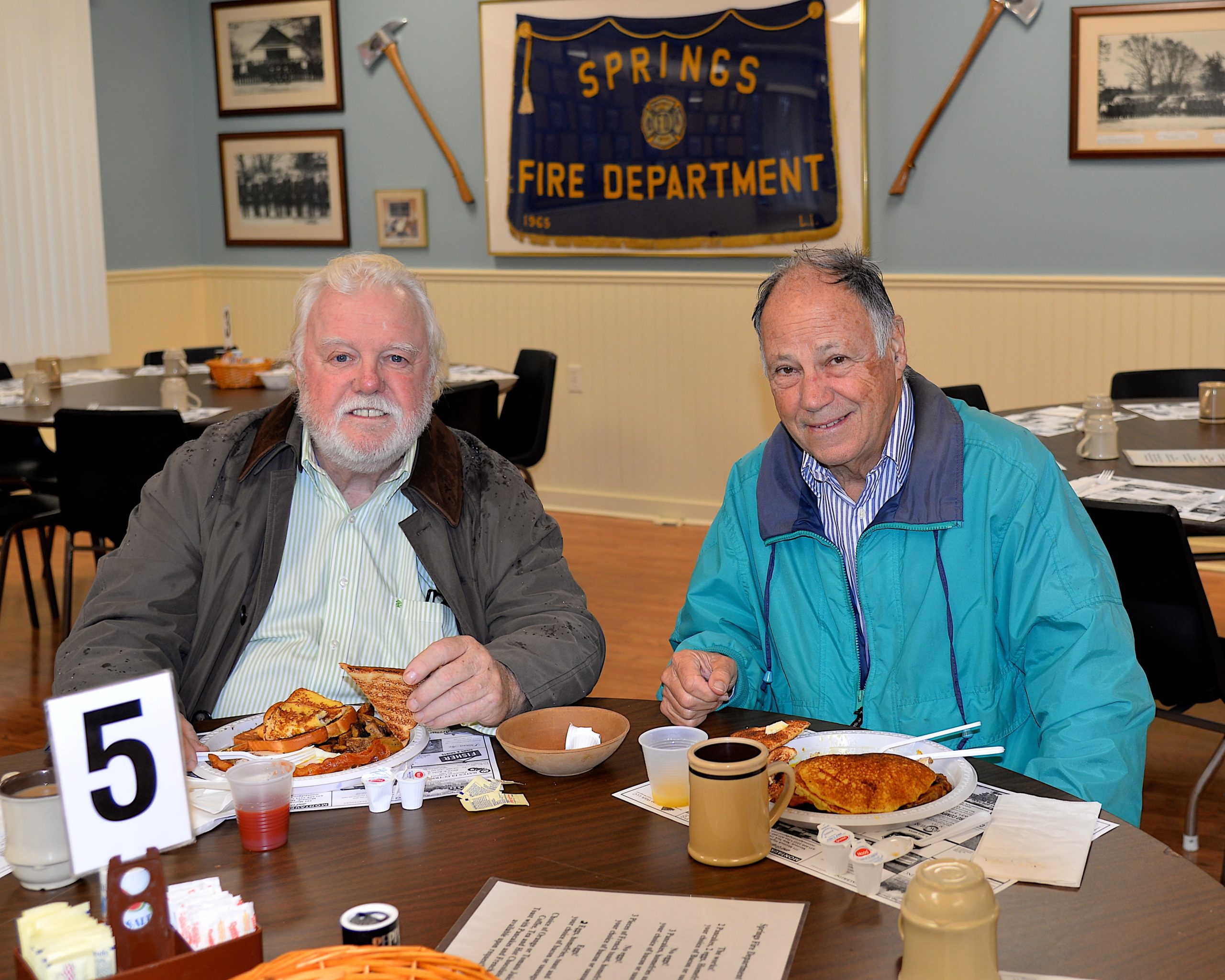 The Springs Fire Department held a pancake breakfast on  Sunday and Russ and Michael Bassett turned out for the fare. KYRIL BROMLEY