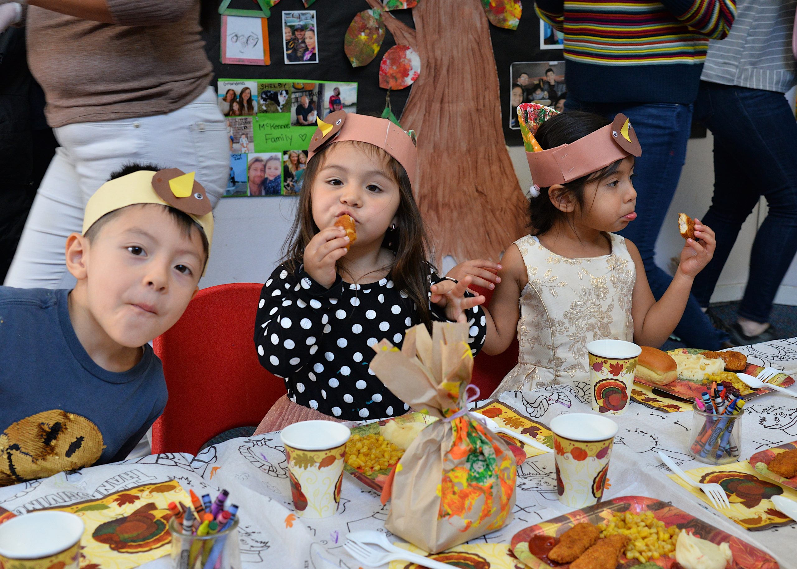 The Eleanor Whitmore Early Childhood Center held a Thanksgiving feast for the children on Monday, with a singing performance to go along with the festive meal. KYRIL BROMLEY 