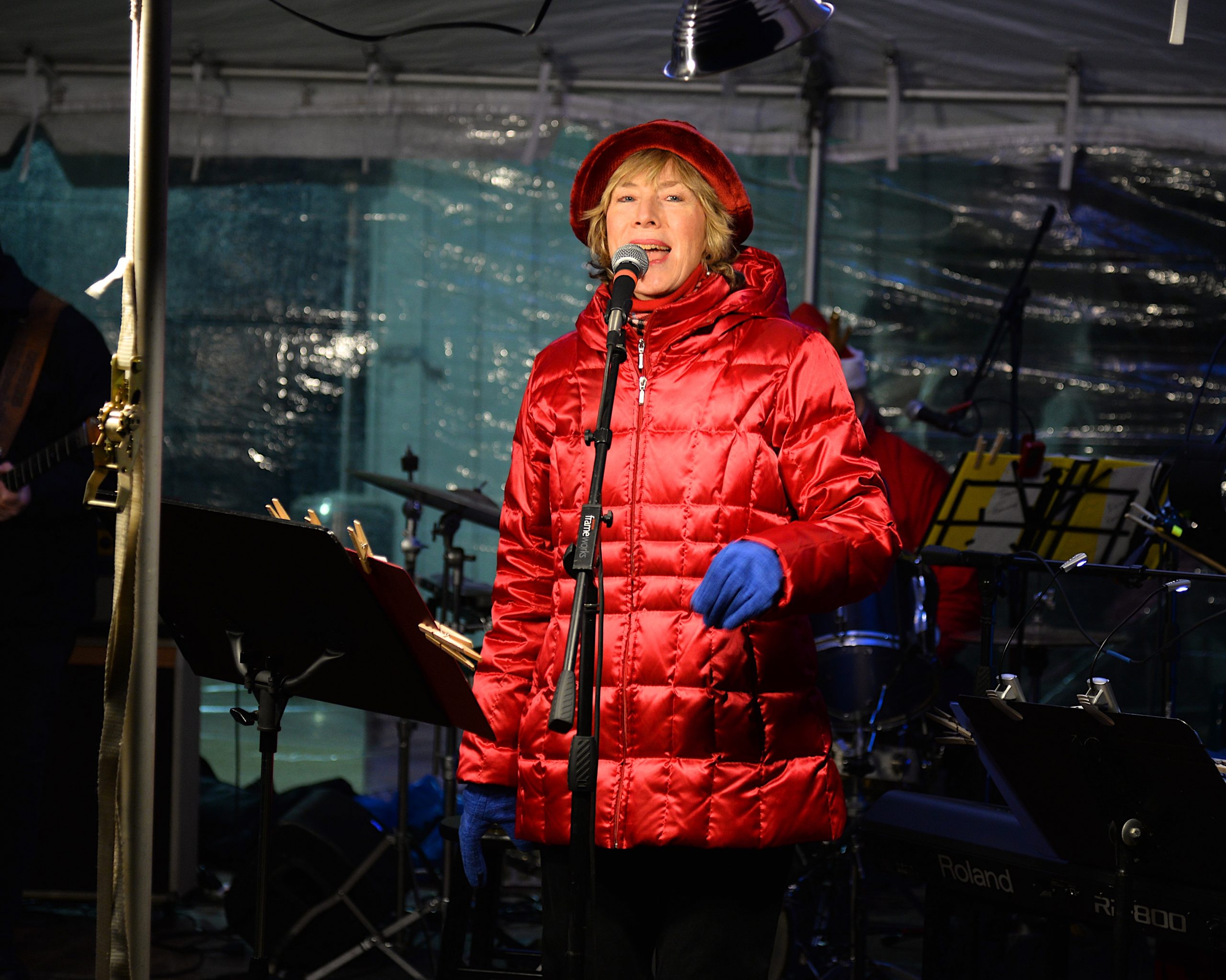 The Montauk Lighthouse was lit for the season on Saturday. Sara Conway and the Playful Souls warmed the crowd with Christmas carols. KYRIL BROMLEY