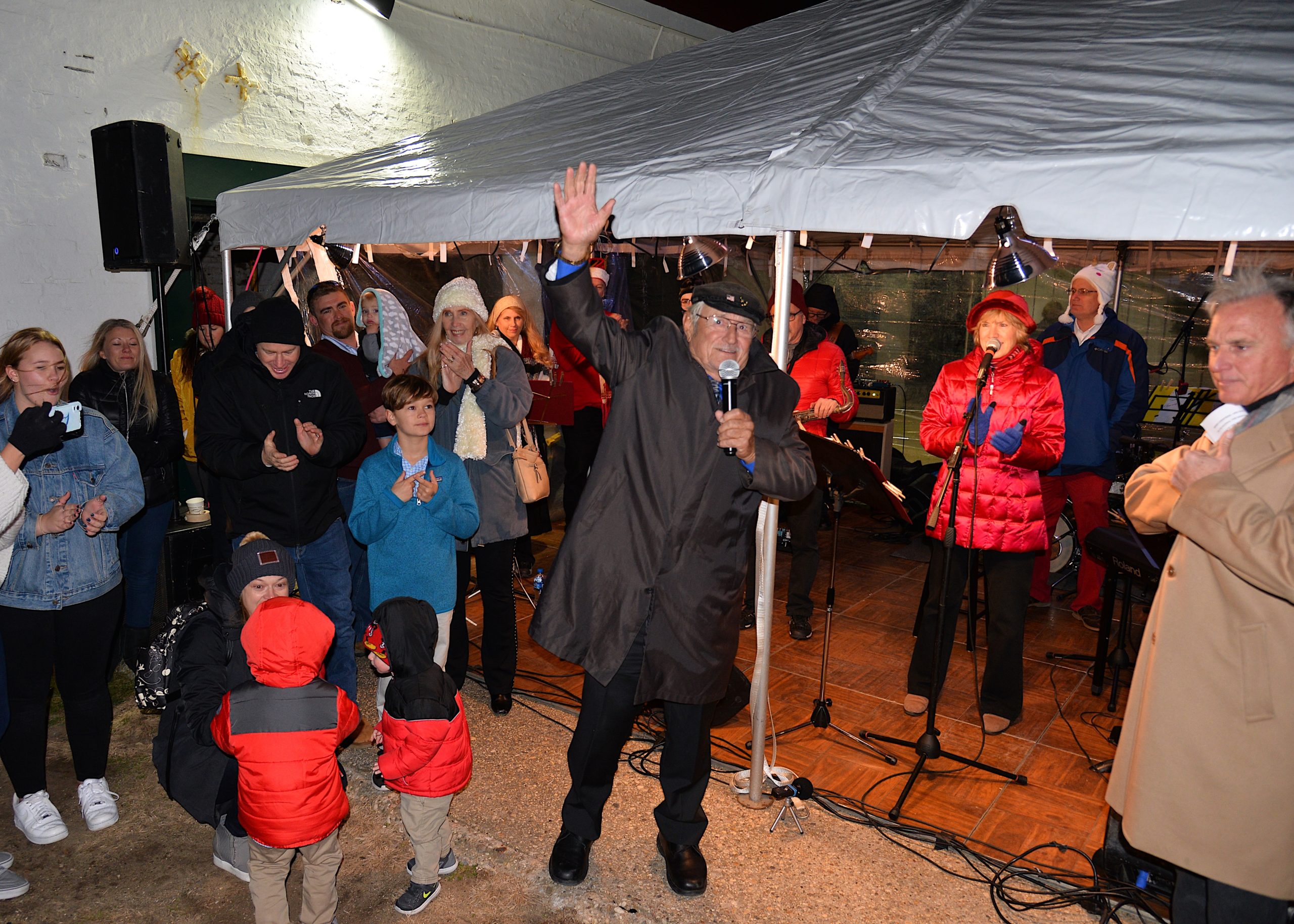 The Montauk Lighthouse was lit for the season on Saturday. CaptAIN Paul Forsberg was among the guests. KYRIL BROMLEY