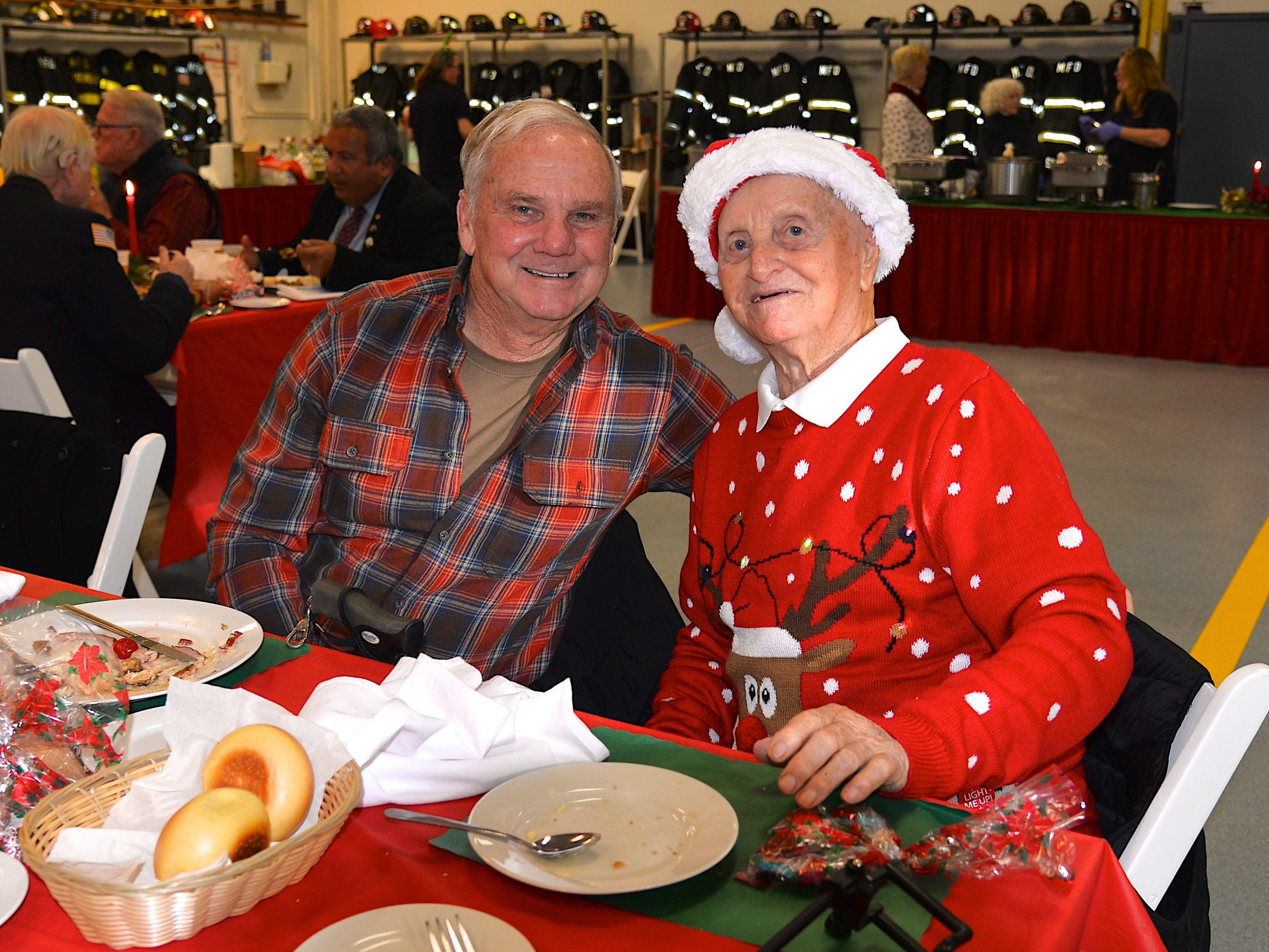 The Montauk Fire Department hosted its annual holiday dinner for senior citizens on Sunday.  Bob Dunlap and Buddy Burke were there. KYRIL BROMLEY