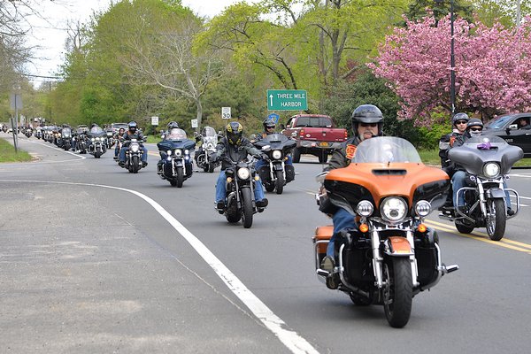 The Red Knights head through East Hampton Town. KYRIL BROMLEY