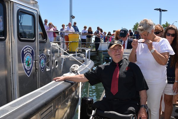 A new port security vessel for Montauk Harbor is named for John L. Behan