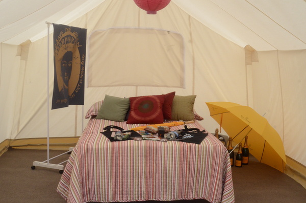 Safari tent 17 on the glamping grounds offers hotel-like amenities.