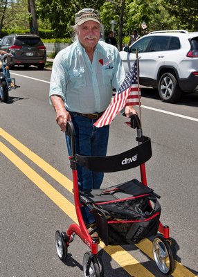 Vietnam Veteran Ron Campsey at the Memorial Day parade in East Quogue on Sunday. COURTESY WESTHAMPTON BEACH FIRE DEPARTMENT