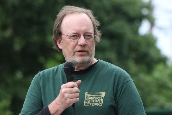 Peter Kassebaum of the Eastport Green Project speaks at the 