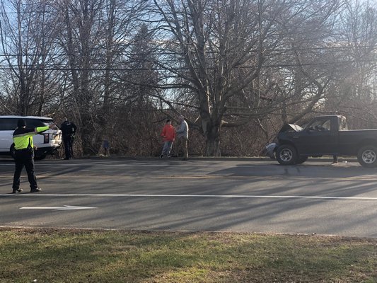 A two-car collision took place on Montauk Highway near Spring Close Highway in East Hampton on Thursday afternoon. MICHAEL WRIGHT