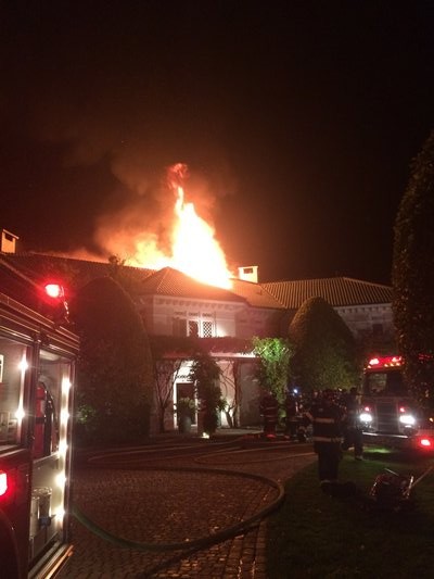 The fire was brought under control about midnight. COURTESY EAST HAMPTON FIRE DEPARTMENT
