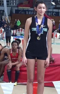 Keira Kelly of Westhampton Beach placed sixth in the high jump upstate.