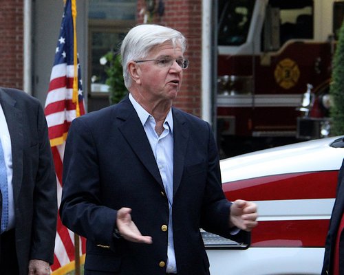 State Assemblyman Fred W. Thiele Jr. was on hand Wednesday when the Amagansett Fire Department held a dedication ceremony for its newest ambulance. KYRIL BROMLEY