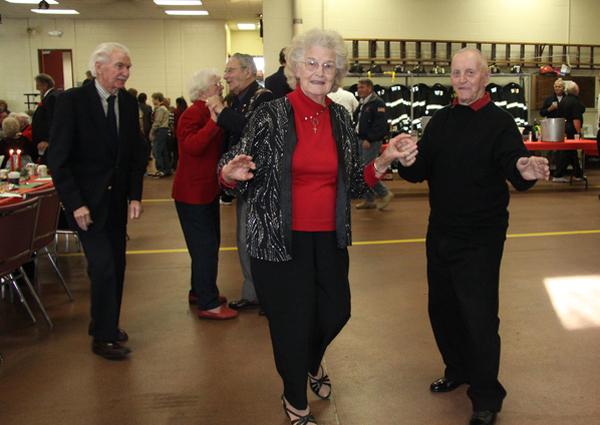 Evelyn Walles and Buddy Burke take to the dance floor at the Montauk Senior Citizens Dinner sponsored by the Montauk Fire Department and Montauk Point Lions Club on Sunday. KYRIL BROMLEY