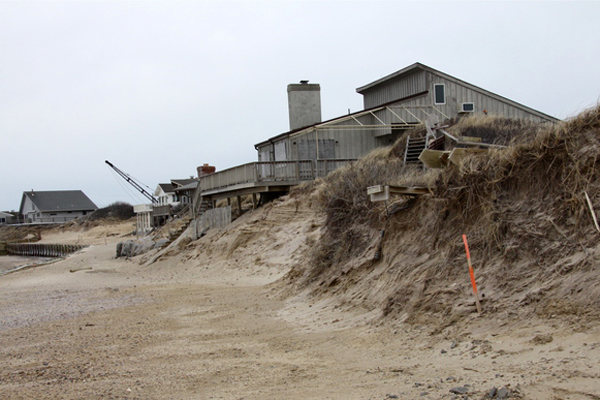 Many residents have bulkheads to protect their houses from wave damage.