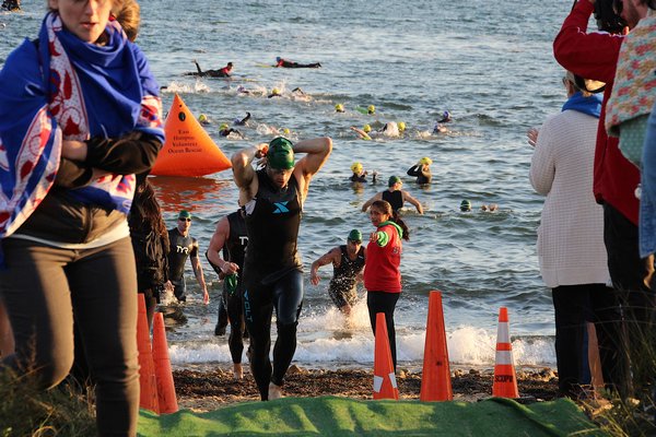 The Mightyman Triathlon took place in Montauk on Sunday morning. KYRIL BROMLEY