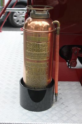 A fire extinguisher mounted on the Eastport Fire Department's restored 1931 Day Elder pumper. BY CAROL MORAN